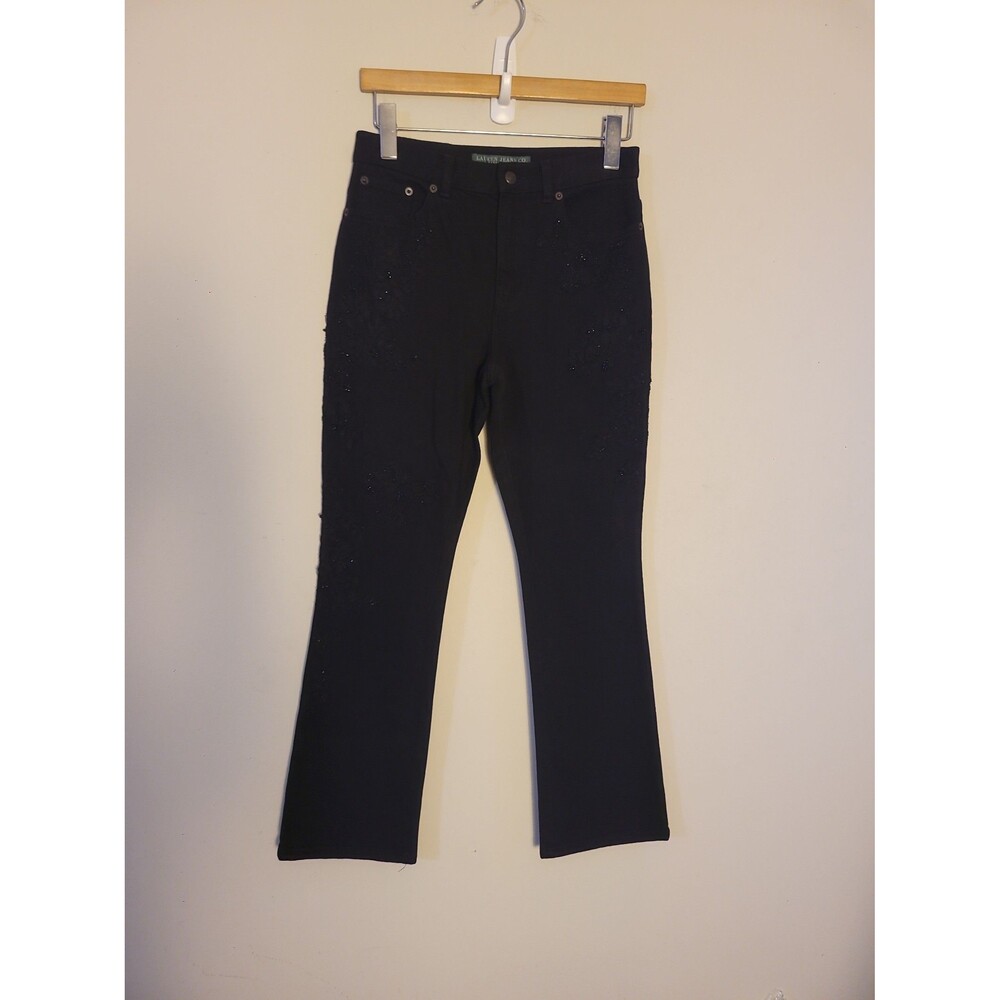 Lauren Jeans CO Black Beaded Straight Leg Jean Sz 2P